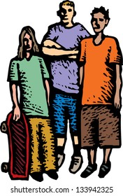 Vector illustration of group of boys