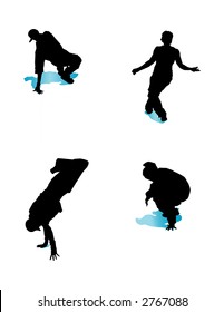 a vector illustration of a group of breakdancers in various poses