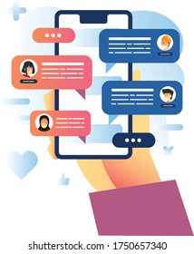 vector illustration for group chat app messenger activity of youth people 