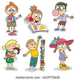 vector illustration - group of children - isolated 