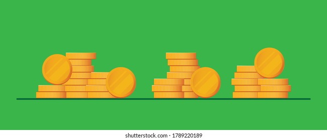 Vector illustration. Group coins stack. Financial save money and investment concept