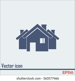 Vector illustration with group of cottages.