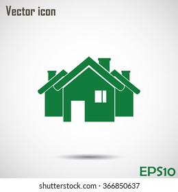 Vector illustration with group of cottages.