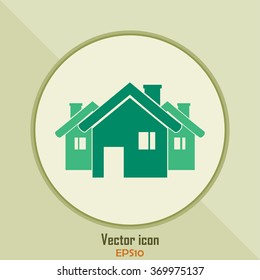 Vector illustration with group of cottages.