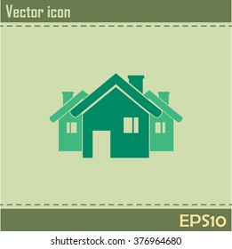 Vector illustration with group of cottages.