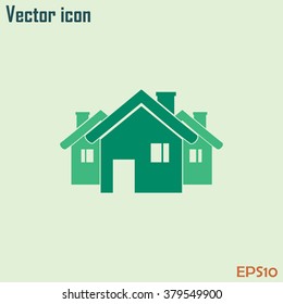 Vector illustration with group of cottages.