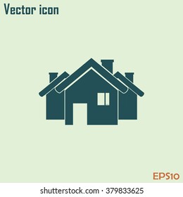 Vector illustration with group of cottages.