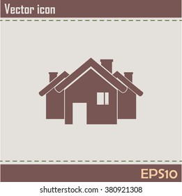 Vector illustration with group of cottages.