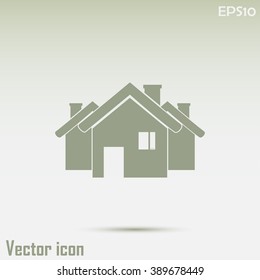 Vector illustration with group of cottages.