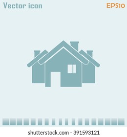 Vector illustration with group of cottages.