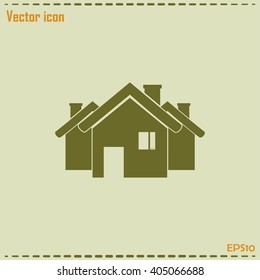 Vector illustration with group of cottages.