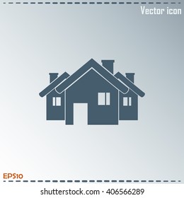 Vector illustration with group of cottages.