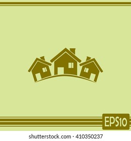 Vector illustration with group of cottages.