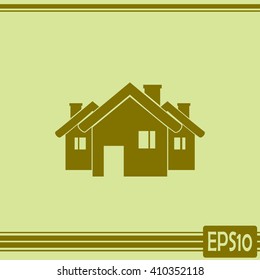 Vector illustration with group of cottages.