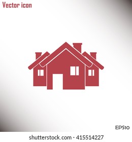 Vector illustration with group of cottages.