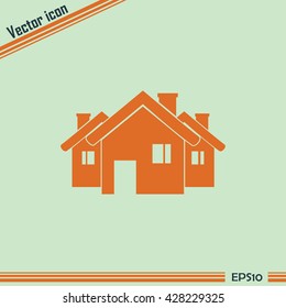 Vector illustration with group of cottages.