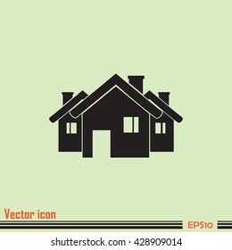 Vector illustration with group of cottages.