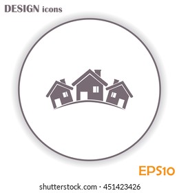 Vector illustration with group of cottages.