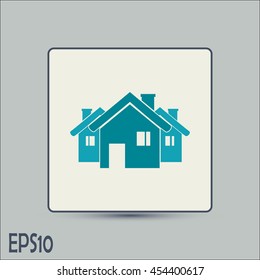 Vector illustration with group of cottages.