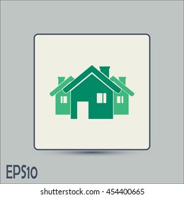Vector illustration with group of cottages.