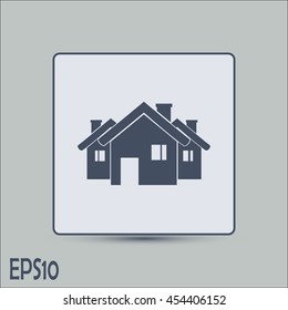 Vector illustration with group of cottages.