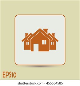 Vector illustration with group of cottages.