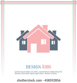 Vector illustration with group of cottages.