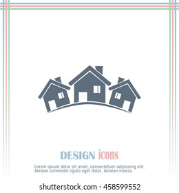 Vector illustration with group of cottages.