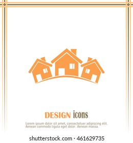 Vector illustration with group of cottages.
