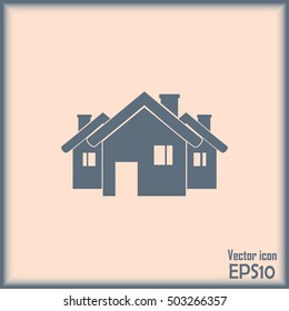 Vector illustration with group of cottages.