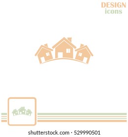 Vector illustration with group of cottages.