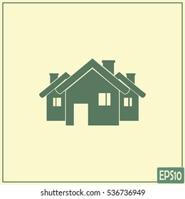 Vector illustration with group of cottages.