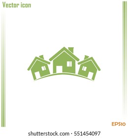 Vector illustration with group of cottages.