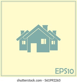 Vector illustration with group of cottages.