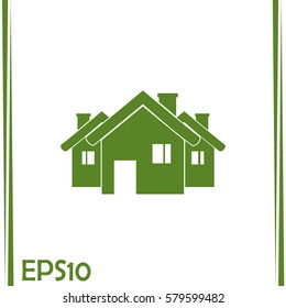 Vector illustration with group of cottages.