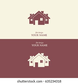 Vector illustration with group of cottages.