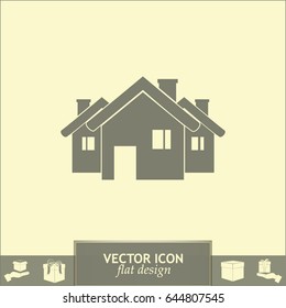 Vector illustration with group of cottages.