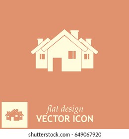 Vector illustration with group of cottages.