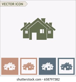 Vector illustration with group of cottages.