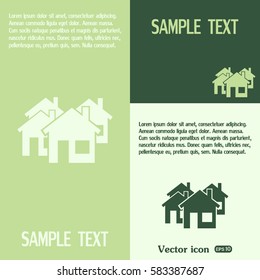 Vector illustration with group of cottages. Abstract sign of rea