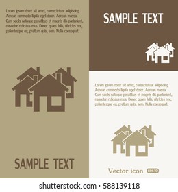 Vector illustration with group of cottages. Abstract sign of real estate