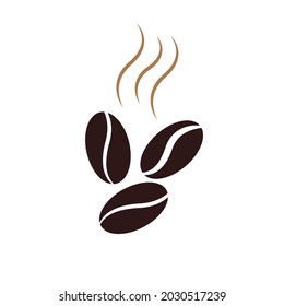Vector illustration with a group of dark coffee beans