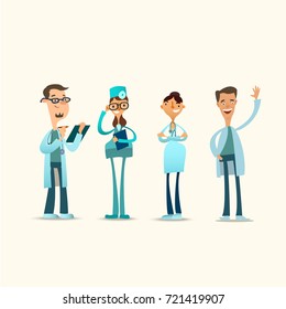 Vector illustration of a group of doctors.