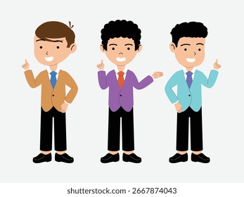 Ilustración vectorial de un grupo de personas educadas en trajes limpios