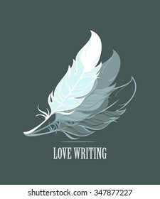 vector illustration of a group of feathers as a symbol and concept in a flat style 