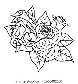Dibujo de la línea de flor del grupo de iluminación del vector