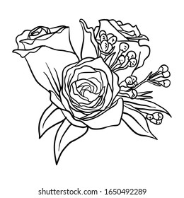 Vector Illustration Group Flower line drawing
