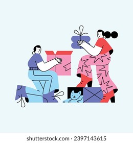 Imagen vectorial de un grupo de amigos sentados en el suelo viendo una película.
