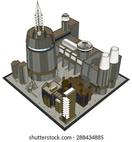 Vector illustration of group of futuristic buildings