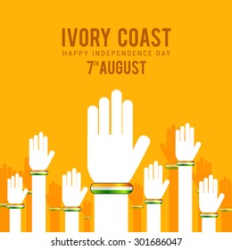 Vector Illustration a group of hands for independence day of ivory Coast.